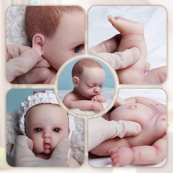 🆕13inch Pack Of 4 Reborn Realistic Full Body Silicone Newborn Baby Doll Girl - Picture 5 of 8